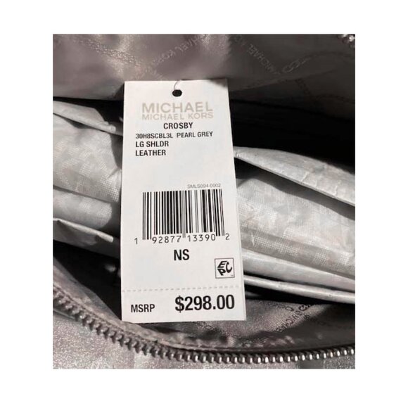 Michael Kors Large Crosby Pearl Grey Shoulder BAG NWT - Picture 5 of 5